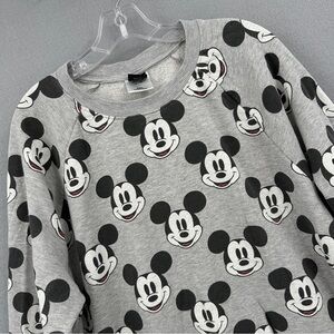 Disney Mickey Mouse Crewneck Sweatshirt Adults XXL Gray All Over Print Cotton